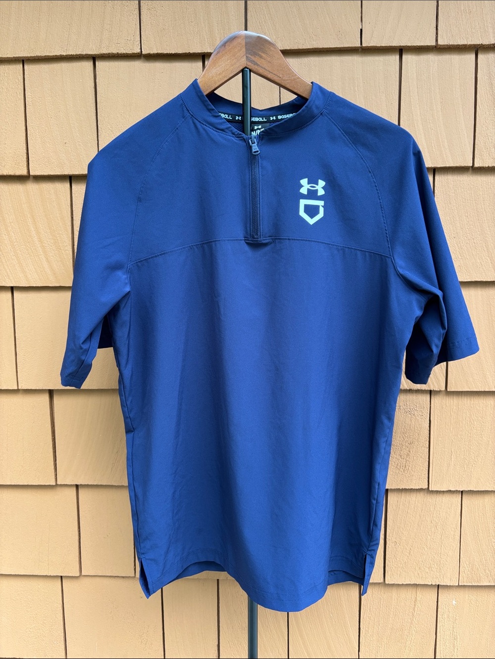 UNDER‎ ARMOUR | Navy Baseball Utility Short Sleeve 1/4 Zip Cage Jacket | Size S